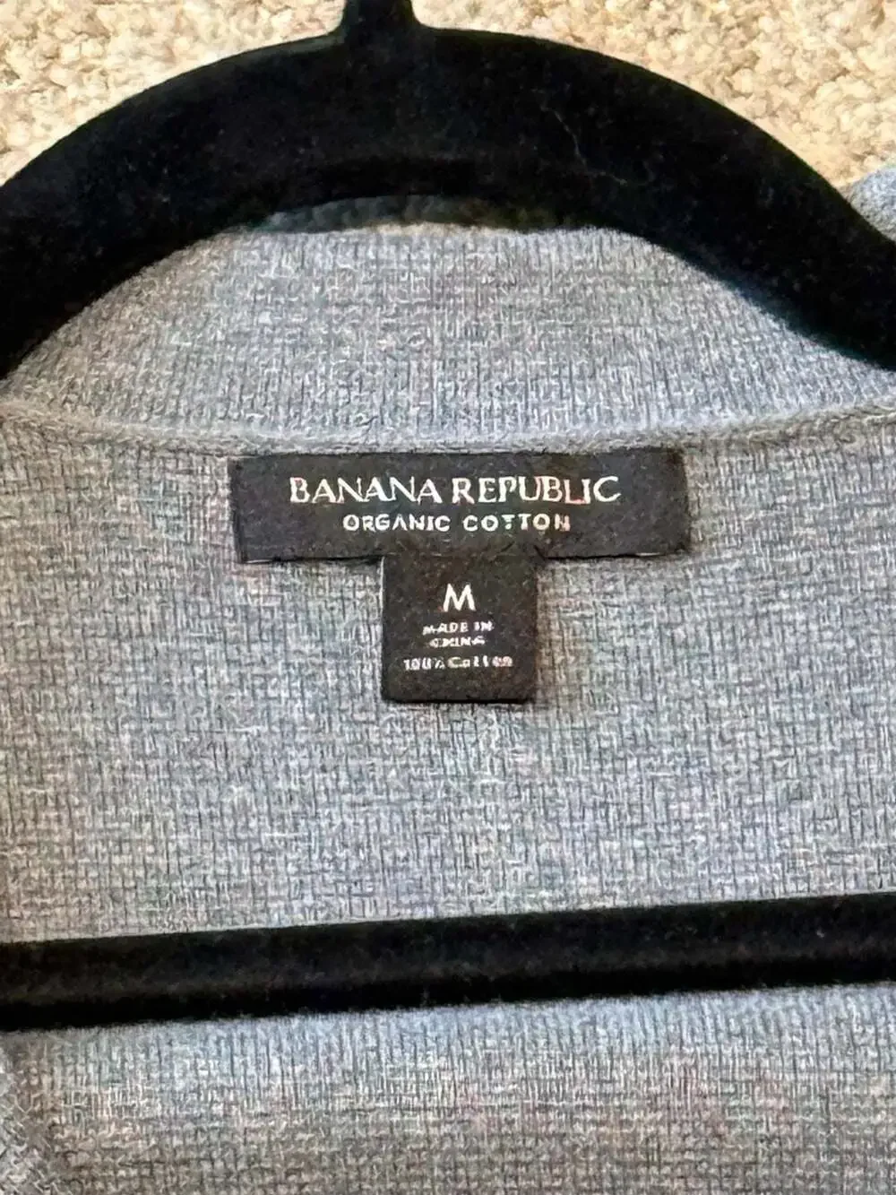 Banana Republic Organic Cotton Knit Overshirt Shacket Camp Collar Gray Men's M